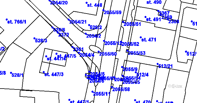 Parcela st. 2055/60 v KÚ Nové Město nad Metují, Katastrální mapa