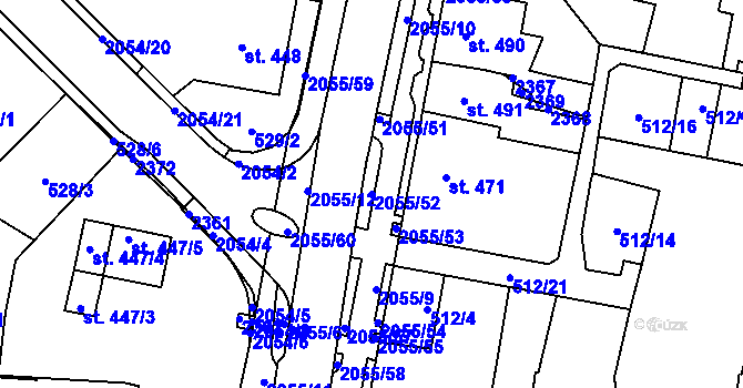 Parcela st. 2055/52 v KÚ Nové Město nad Metují, Katastrální mapa