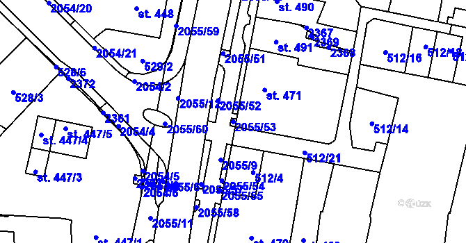 Parcela st. 2055/53 v KÚ Nové Město nad Metují, Katastrální mapa