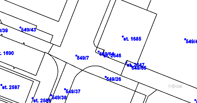 Parcela st. 549/64 v KÚ Nové Město nad Metují, Katastrální mapa