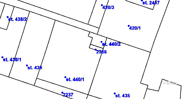 Parcela st. 2366 v KÚ Nové Město nad Metují, Katastrální mapa