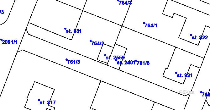 Parcela st. 2559 v KÚ Nové Město nad Metují, Katastrální mapa