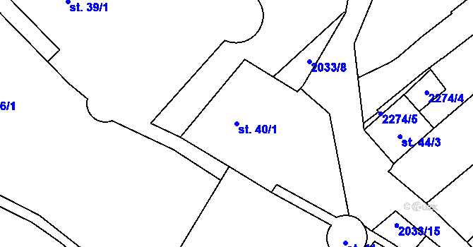 Parcela st. 40/1 v KÚ Nové Město nad Metují, Katastrální mapa