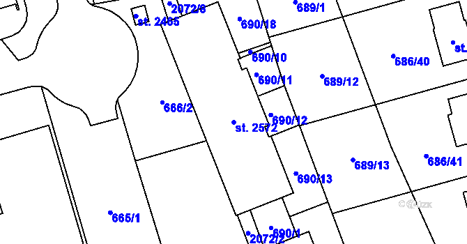 Parcela st. 2572 v KÚ Nové Město nad Metují, Katastrální mapa