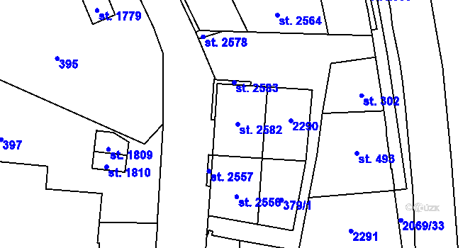 Parcela st. 2582 v KÚ Nové Město nad Metují, Katastrální mapa