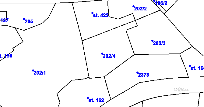 Parcela st. 202/4 v KÚ Nové Město nad Metují, Katastrální mapa
