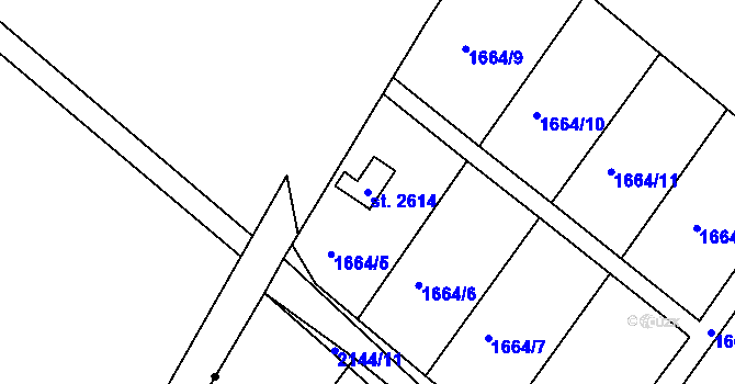 Parcela st. 2614 v KÚ Nové Město nad Metují, Katastrální mapa