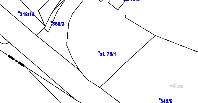 Parcela st. 75/1 v KÚ Spy, Katastrální mapa