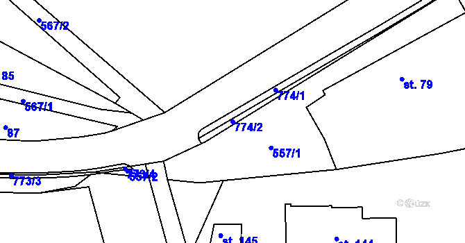 Parcela st. 774/2 v KÚ Spy, Katastrální mapa