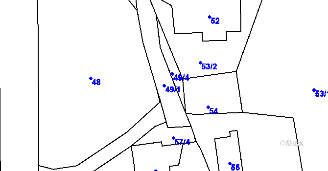 Parcela st. 49/1 v KÚ Hajniště pod Smrkem, Katastrální mapa