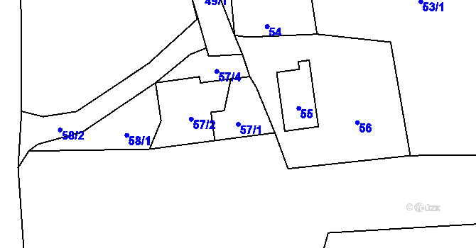 Parcela st. 57/1 v KÚ Hajniště pod Smrkem, Katastrální mapa