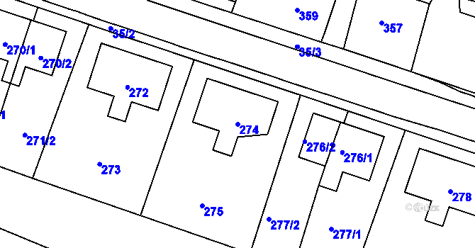 Parcela st. 274 v KÚ Hajniště pod Smrkem, Katastrální mapa