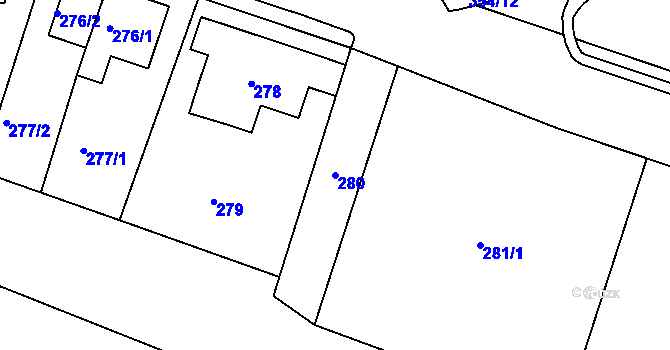 Parcela st. 280 v KÚ Hajniště pod Smrkem, Katastrální mapa