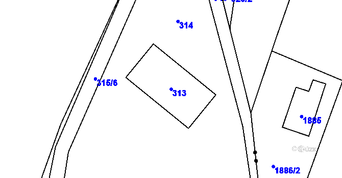 Parcela st. 313 v KÚ Hajniště pod Smrkem, Katastrální mapa