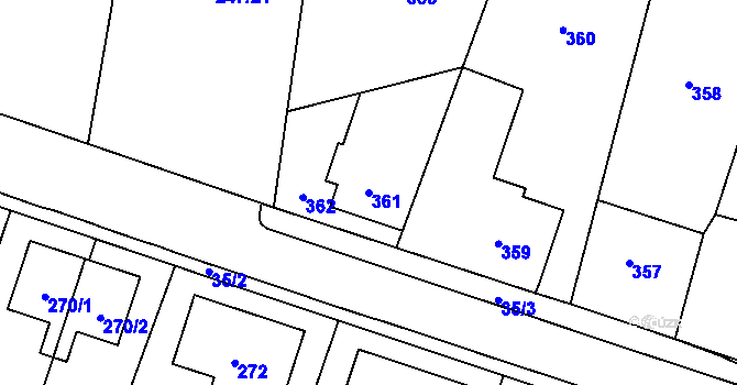 Parcela st. 361 v KÚ Hajniště pod Smrkem, Katastrální mapa