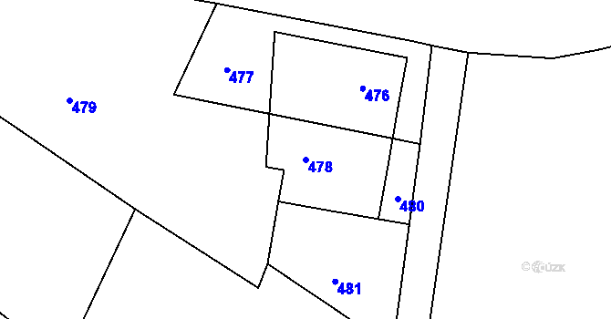 Parcela st. 478 v KÚ Hajniště pod Smrkem, Katastrální mapa