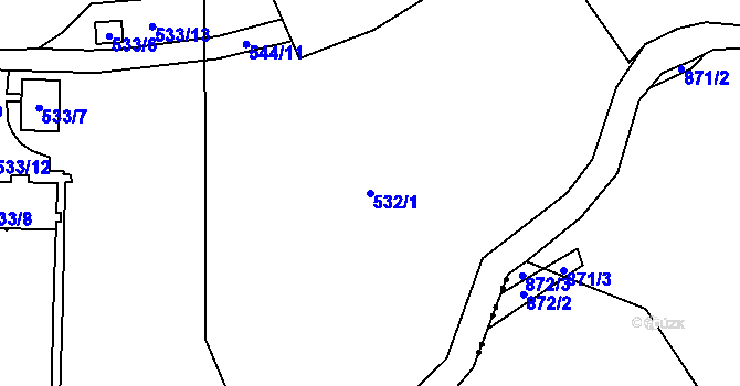 Parcela st. 532/1 v KÚ Hajniště pod Smrkem, Katastrální mapa