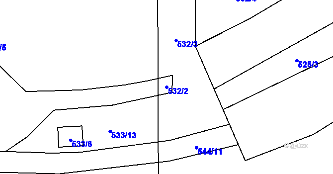 Parcela st. 532/2 v KÚ Hajniště pod Smrkem, Katastrální mapa