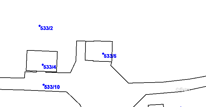 Parcela st. 533/5 v KÚ Hajniště pod Smrkem, Katastrální mapa