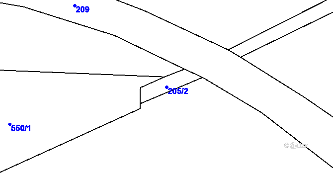 Parcela st. 205/2 v KÚ Hajniště pod Smrkem, Katastrální mapa
