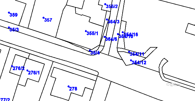 Parcela st. 355/4 v KÚ Hajniště pod Smrkem, Katastrální mapa