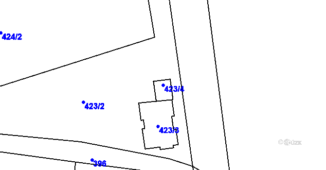 Parcela st. 423/4 v KÚ Hajniště pod Smrkem, Katastrální mapa
