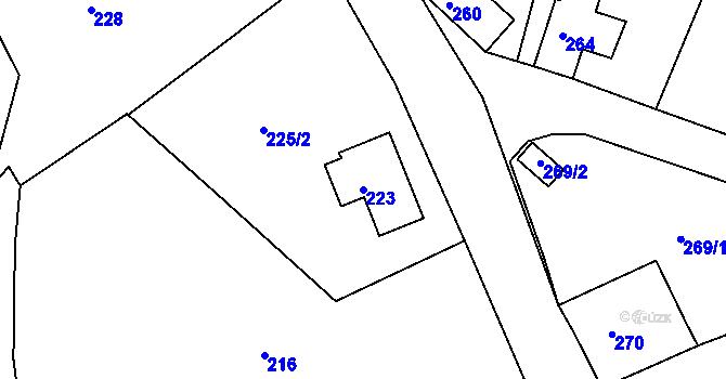 Parcela st. 223 v KÚ Ludvíkov pod Smrkem, Katastrální mapa
