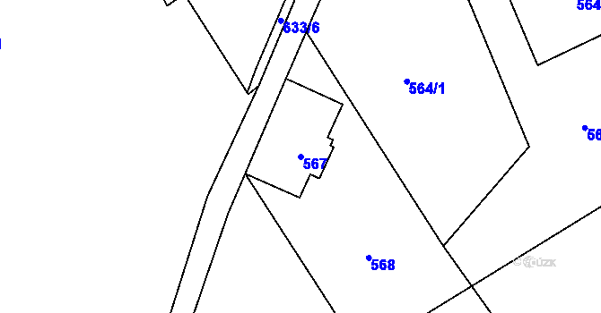 Parcela st. 567 v KÚ Ludvíkov pod Smrkem, Katastrální mapa