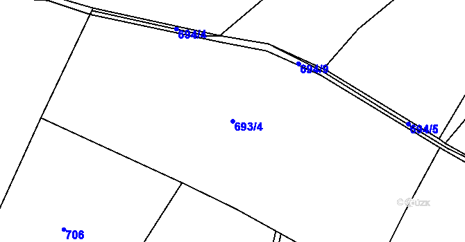 Parcela st. 693/4 v KÚ Ludvíkov pod Smrkem, Katastrální mapa