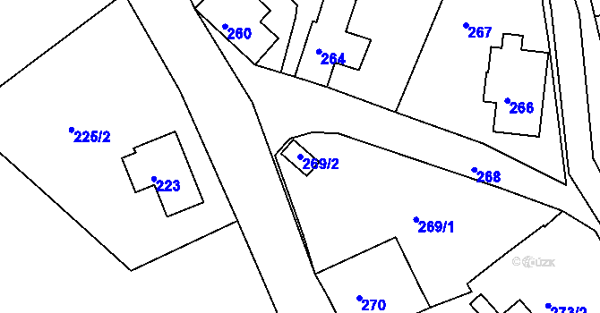 Parcela st. 269/2 v KÚ Ludvíkov pod Smrkem, Katastrální mapa