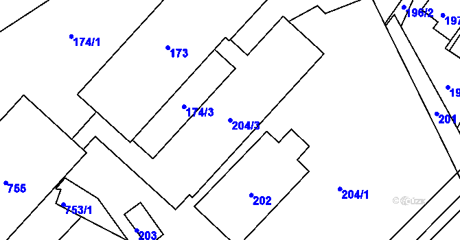 Parcela st. 204/3 v KÚ Ludvíkov pod Smrkem, Katastrální mapa