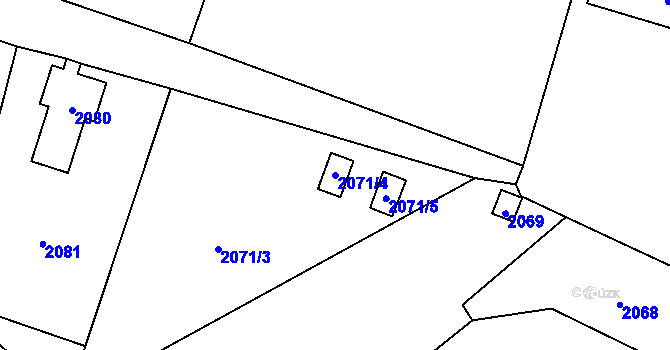 Parcela st. 2071/4 v KÚ Nové Město pod Smrkem, Katastrální mapa