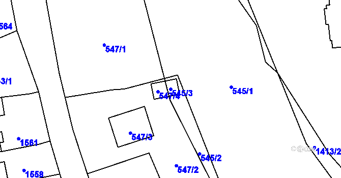 Parcela st. 545/3 v KÚ Nové Město pod Smrkem, Katastrální mapa