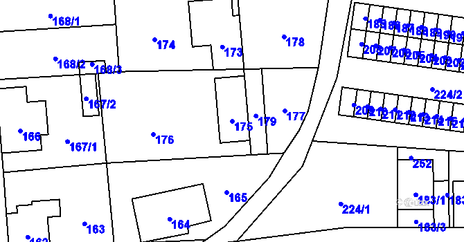 Parcela st. 175 v KÚ Nové Město pod Smrkem, Katastrální mapa