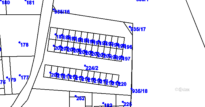 Parcela st. 200 v KÚ Nové Město pod Smrkem, Katastrální mapa