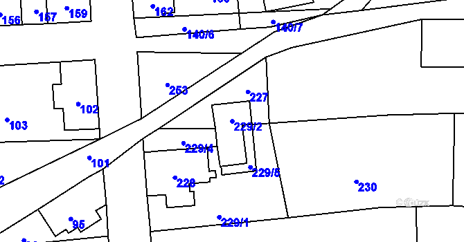 Parcela st. 229/2 v KÚ Nové Město pod Smrkem, Katastrální mapa