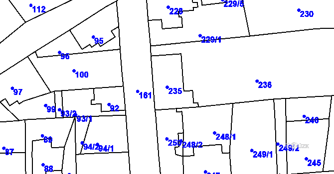 Parcela st. 235 v KÚ Nové Město pod Smrkem, Katastrální mapa
