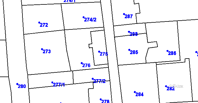 Parcela st. 275 v KÚ Nové Město pod Smrkem, Katastrální mapa