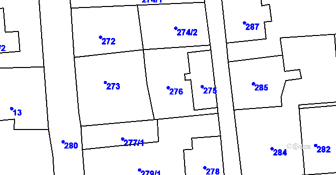 Parcela st. 276 v KÚ Nové Město pod Smrkem, Katastrální mapa