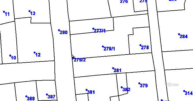 Parcela st. 279 v KÚ Nové Město pod Smrkem, Katastrální mapa