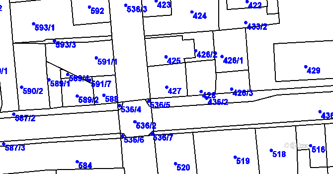 Parcela st. 427 v KÚ Nové Město pod Smrkem, Katastrální mapa