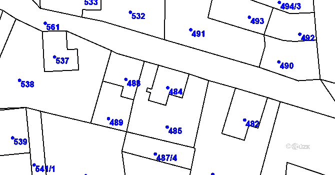 Parcela st. 484 v KÚ Nové Město pod Smrkem, Katastrální mapa