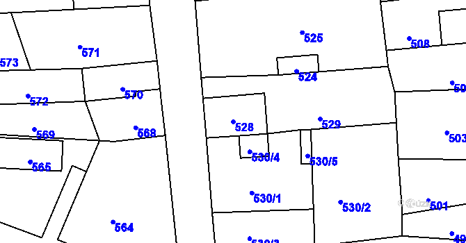 Parcela st. 528 v KÚ Nové Město pod Smrkem, Katastrální mapa
