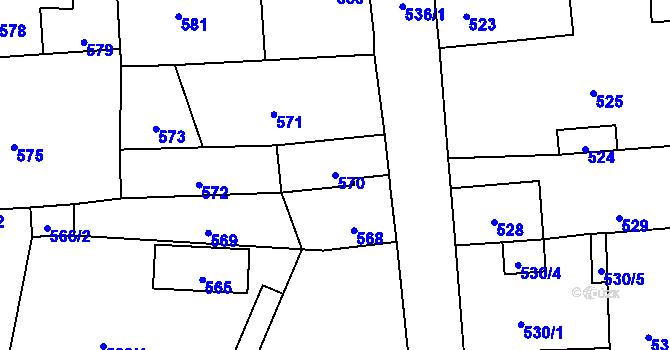 Parcela st. 570 v KÚ Nové Město pod Smrkem, Katastrální mapa
