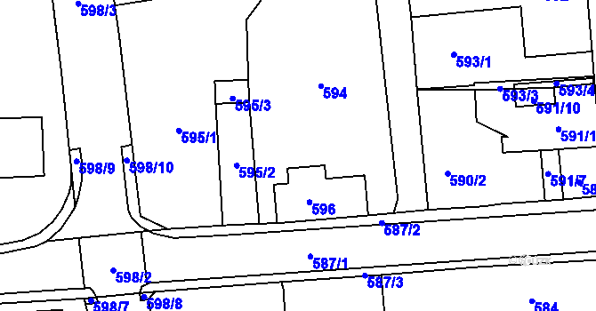Parcela st. 597 v KÚ Nové Město pod Smrkem, Katastrální mapa