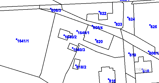 Parcela st. 621 v KÚ Nové Město pod Smrkem, Katastrální mapa