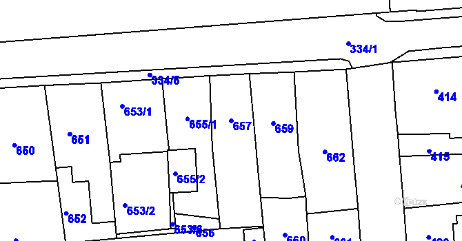 Parcela st. 657 v KÚ Nové Město pod Smrkem, Katastrální mapa