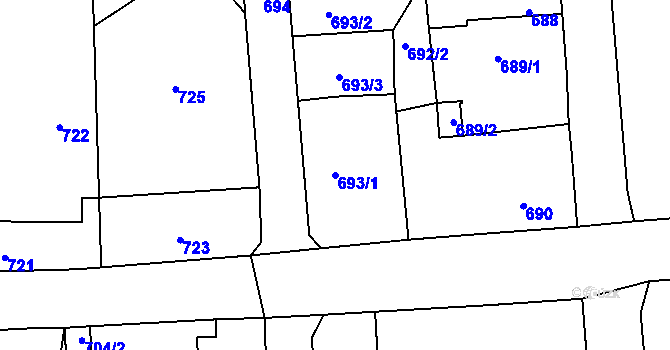 Parcela st. 693/1 v KÚ Nové Město pod Smrkem, Katastrální mapa