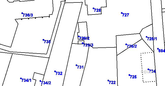 Parcela st. 729/3 v KÚ Nové Město pod Smrkem, Katastrální mapa