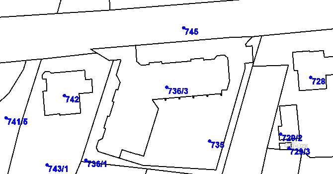Parcela st. 736/3 v KÚ Nové Město pod Smrkem, Katastrální mapa